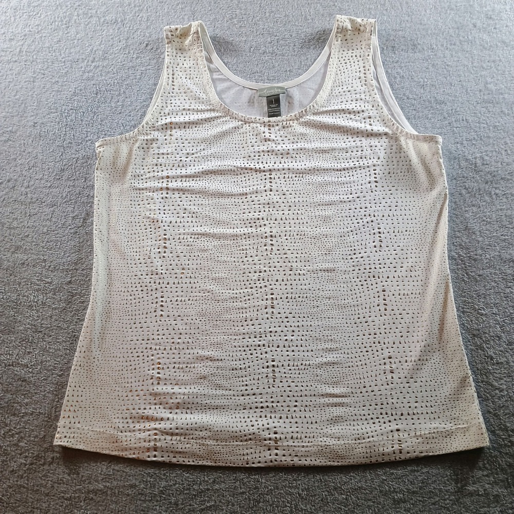 Chico's‎ Women Travelers Tank White Gold Metallic Size 1 Scoop Neck Sleeveless